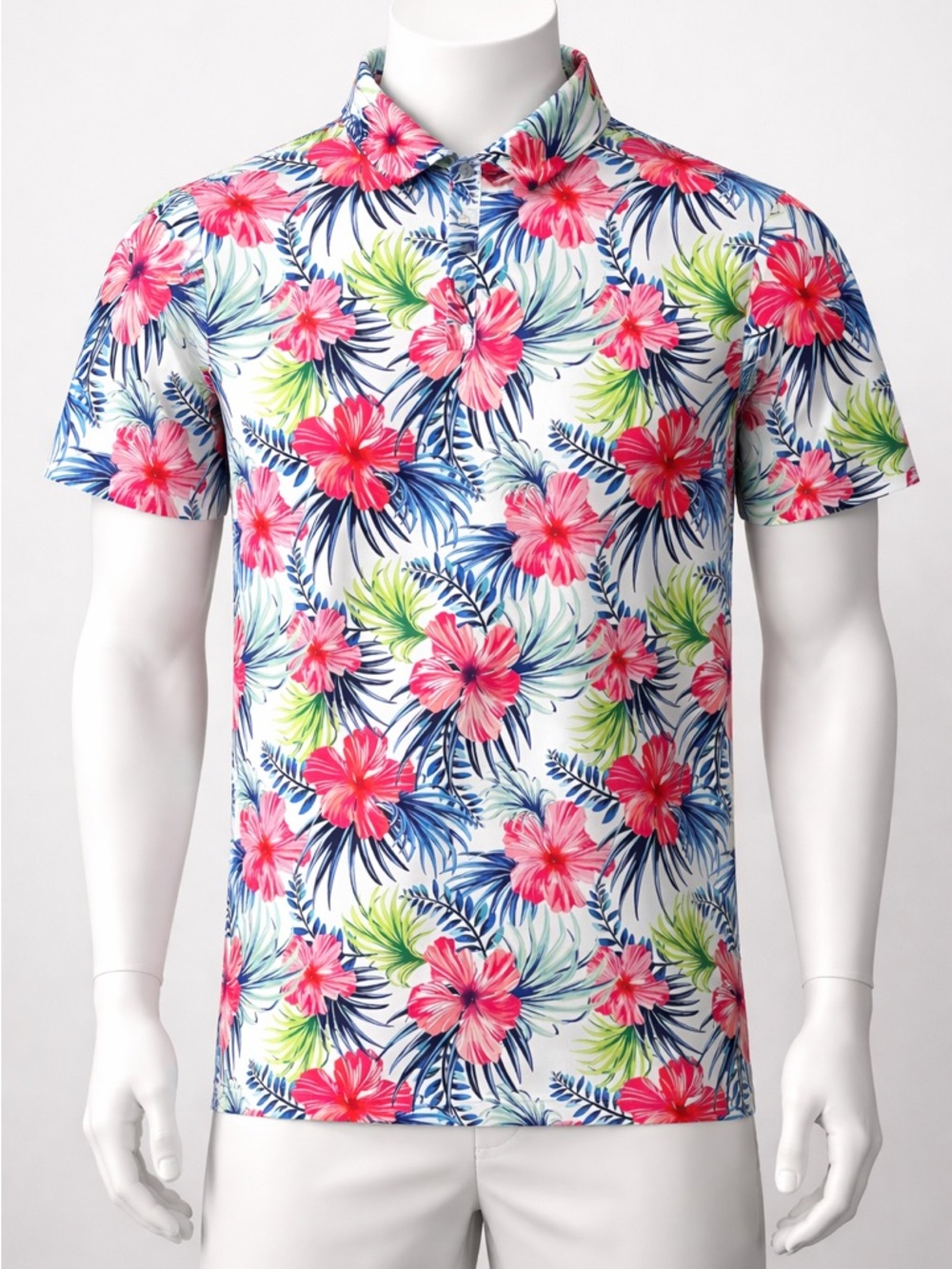 Men's Greenside Golf Tropical Floral Performance Polo Shirt Size Small